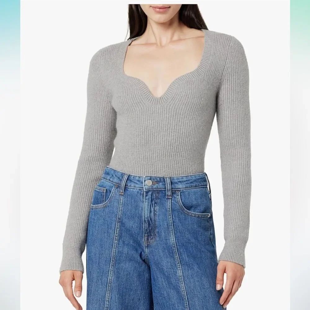 The Drop Women's Preston Ribbed Sweetheart Sweater NWT